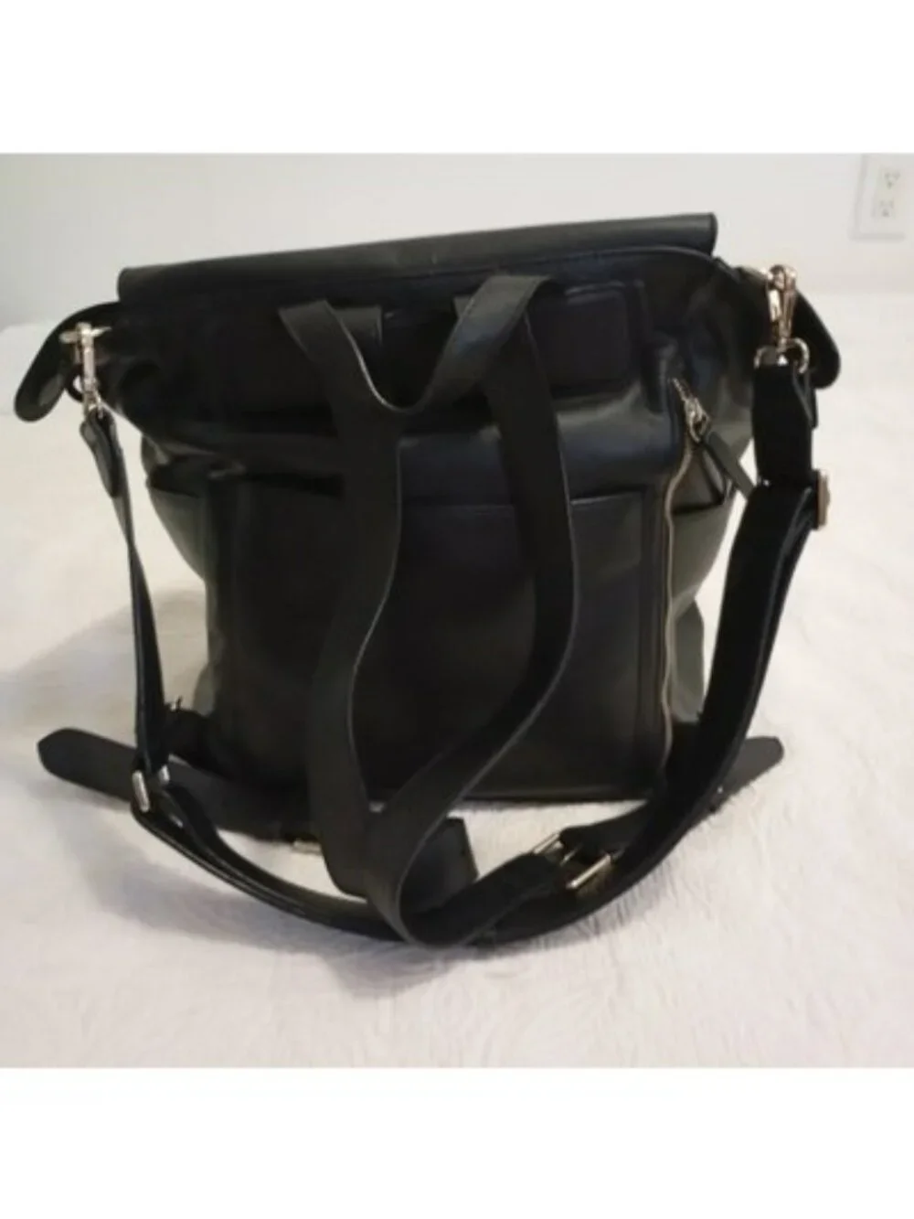 Mina Baie Kinney Vegan Leather Diaper Bag Black Backpack
